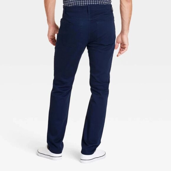 Goodfellow & Co Men's 30x30 Navy Slim Fit 5-Pocket Pants Tapered Button Fly Zip - Picture 2 of 13